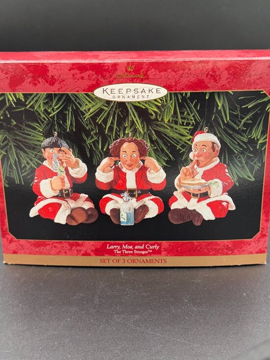 Hallmark Keeepsake The Three Stooges Larry Moe and Curly Ornaments